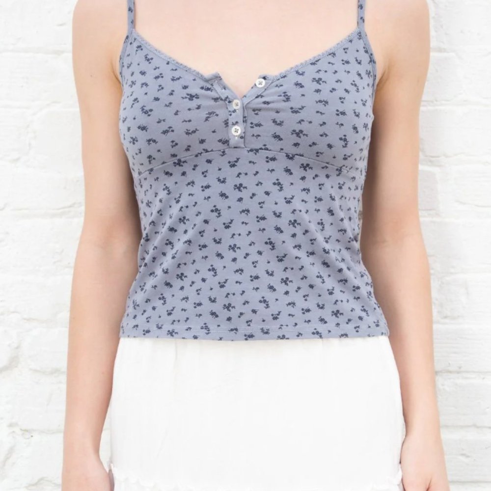 Brandy Melville Tiffany Floral Top Blue